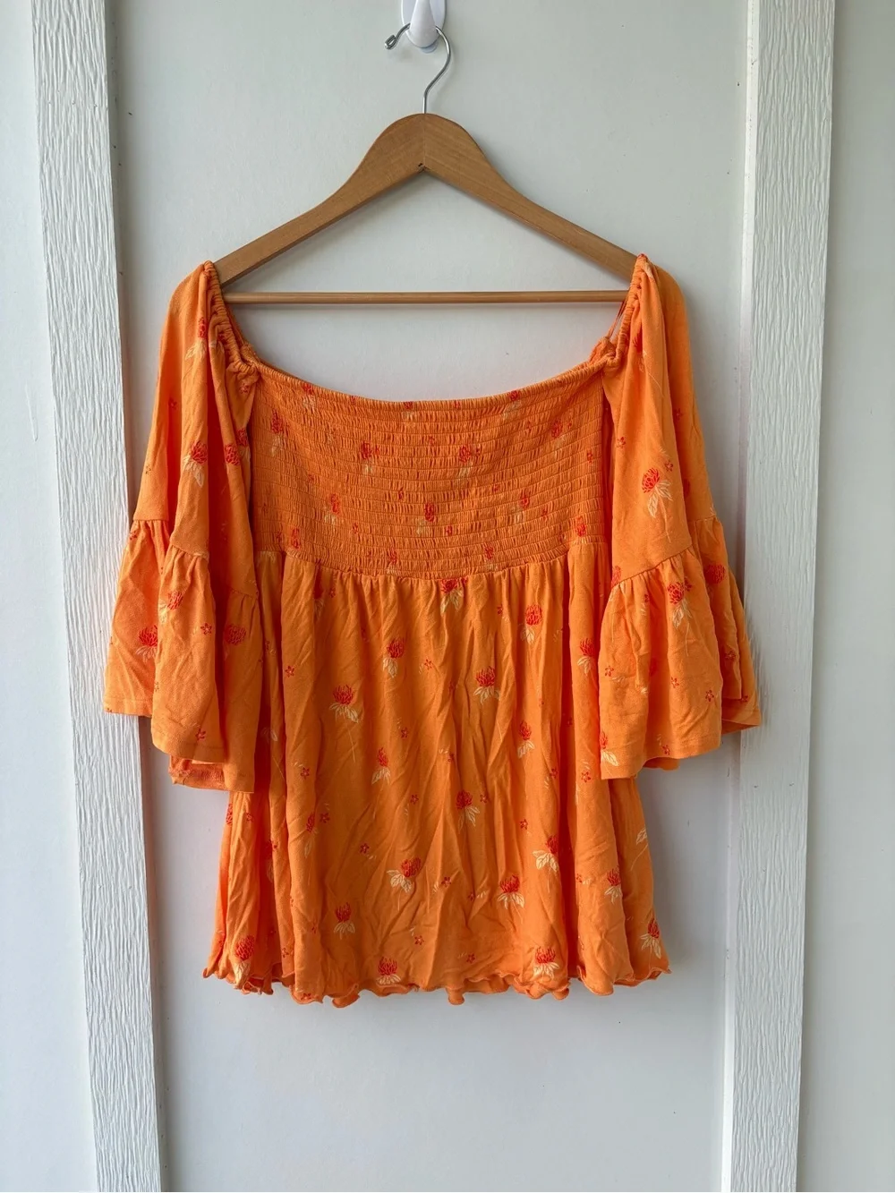 Free People Lana Tunic in Golden Poppy Off Shoulder SMALL